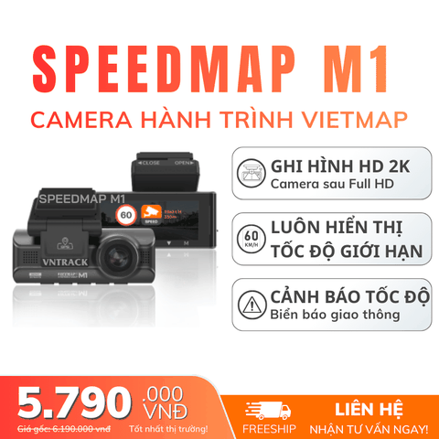 Vietmap Speedmap M1 - Ghi Hình 2K, Màn Hình Cảnh Báo Giao Thông