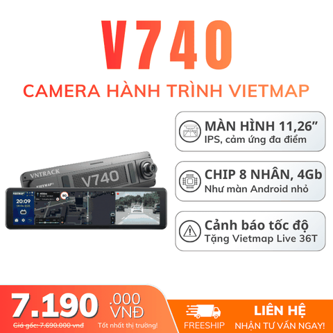 Vietmap V740 - Camera Hành Trình Gương Android Đa Năng