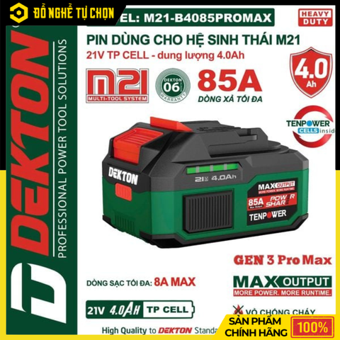 PIN M21-B4085PROMAX 4.0Ah – Dòng Xả Max 85A | Hiệu Năng Mạnh Mẽ – An Toàn – Bền Bỉ - Hàng Chính Hãng Có VAT