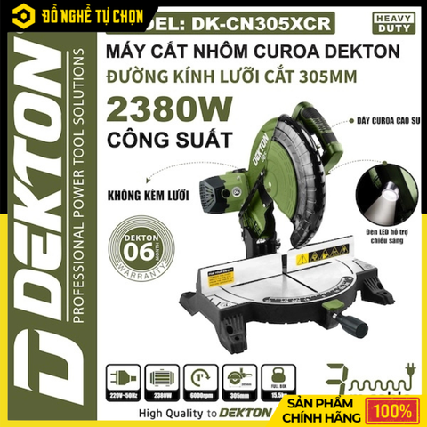 Máy Cắt Nhôm Dây Curoa Dekton DK-CN305XCR 305mm – Công Suất 2380W – Tốc Độ 6000RPM – Màu Olive
