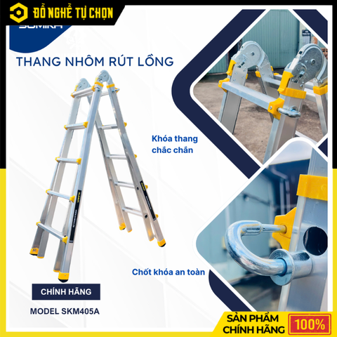 Thang Nhôm Rút Lồng Chữ A SUMIKA SKM405A 2.9m – Hàng Chính Hãng, Có VAT