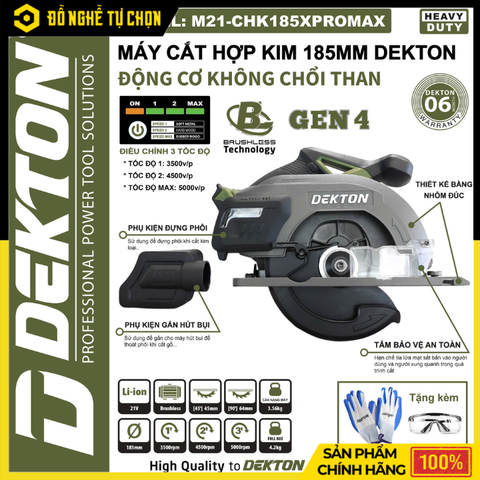 Máy Cắt Hợp Kim Dùng Pin 185mm Dekton M21-CHK185XPROMAX Gen 4 Không Chổi Than – Hiệu Suất Mạnh Mẽ, Cắt Chính Xác, Hàng Chính Hãng, Có VAT