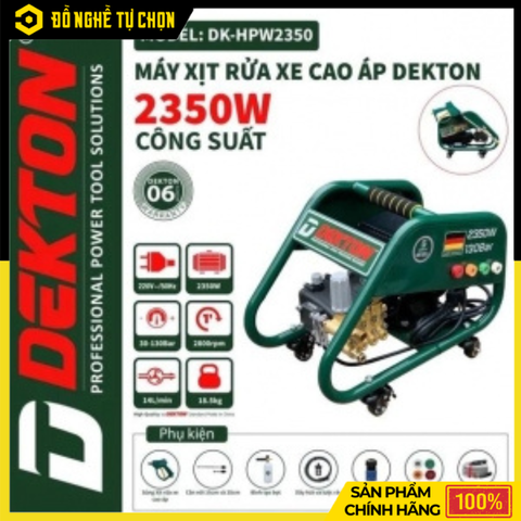 Máy Phun Áp Lực 2350W Dekton DK-HPW2350 – Cao Áp Bán Chuyên – Piston Đức, Motor Dây Đồng – Hàng Chính Hãng Có VAT