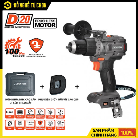 Máy Khoan Pin Dekton M21-ID13100PLUS – Lực Siết 100Nm – Anti-Kickback Chống Giật – Hàng Chính Hãng Có VAT