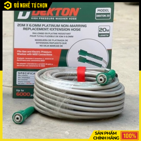 Dây rửa xe DEKTON 20 mét DK-D20PLUS – Dây dài hơn, chịu áp mạnh hơn, làm sạch hiệu quả hơn - Hàng Chính Hãng Có VAT