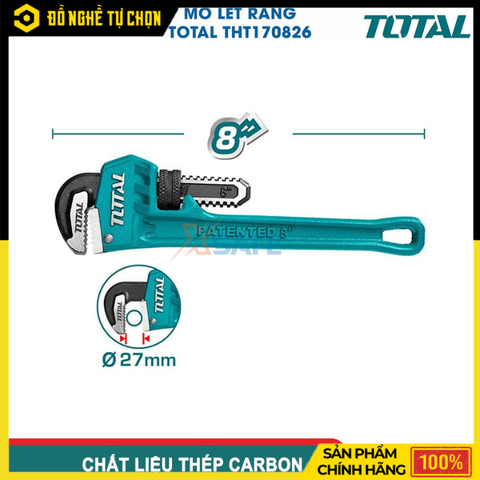 Mỏ Lết Răng 200mm Total THT170826 – Hàm Răng Thép Carbon – Độ Bền Cao – Hàng Chính Hãng Có VAT