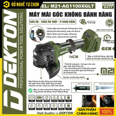 Máy Mài Góc Không Bánh Răng M21-AG1020GLT – Siêu Êm, Ít Rung, Bền Bỉ Vượt Trội - Hàng Chính Hãng Có VAT