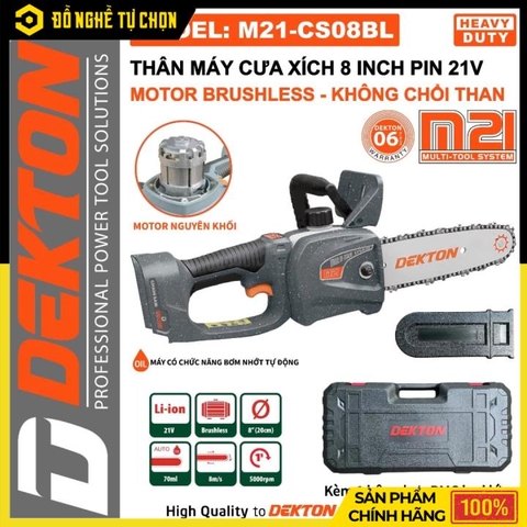 [THÂN] Máy Cưa Xích Dùng Pin Dekton M21-CS08BL – Nhỏ Gọn, Cắt Nhanh, Động Cơ Brushless, Hàng Chính Hãng, Có VAT
