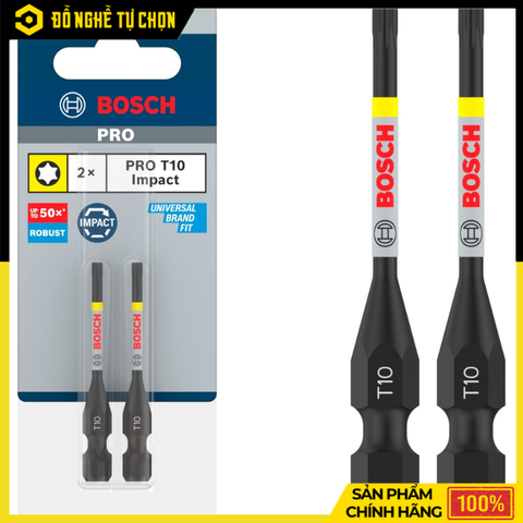 Bộ 2 Đầu Vặn Vít Ngắn Bosch T10 – 55mm – 2608522528 – Hàng Chính Hãng Có VAT