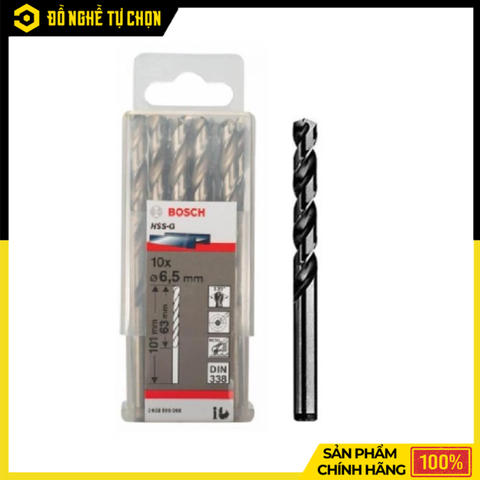 Bộ 10 Mũi Khoan Sắt 6.5mm HSS-G Bosch 2608595068 Khoan Chính Xác Độ Bền Cao – Hàng Chính Hãng, Có VAT