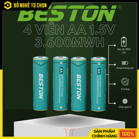 Pin Li-ion Sạc Lại AA Beston 2AN-100 – 1.5V – 3600mWh – Chính Hãng Có VAT
