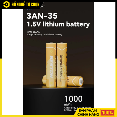 Hộp 4 Viên Pin Sạc AAA Lithium 1.5V - 3AN-35 – Dung Lượng 1300mWh – Điện Áp Ổn Định – Hàng Chính Hãng Có VAT