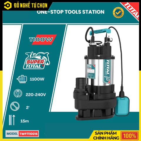 Máy Bơm Chìm Nước Thải 1100W Total TWP7110016 – Công Suất Lớn, Bơm Mạnh, Bền Bỉ Vượt Trội – Hàng Chính Hãng, Có VAT