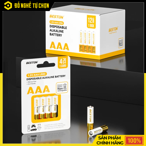 Pin Alkaline AAA 1.5V Beston LRO3 – Pin Tiểu AAA Dùng Cho Remote, Micro – Hàng Chính Hãng Có VAT