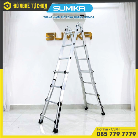 Thang Nhôm Chữ A Rút Lồng SUMIKA SKM404, Chữ A Cao Nhất 2.0m