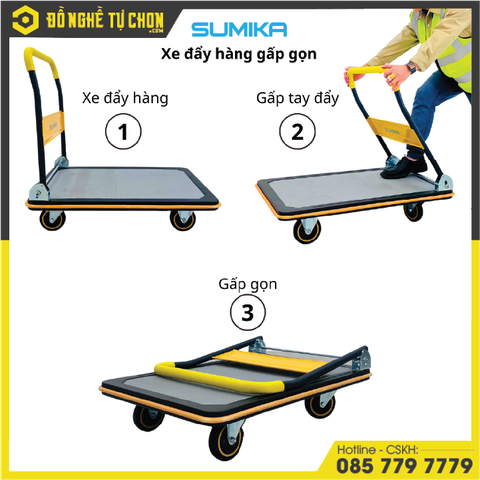Xe Đẩy Hàng Sàn Thép SUMIKA T300, Tải Trọng 300kg