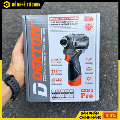 Máy Vặn Vít Dùng Pin 16.8V Dekton D16-CV180PRO – Brushless – Lực Siết 180Nm – Hàng Chính Hãng Có VAT