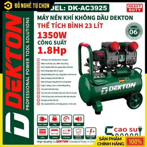 Máy Nén Khí 23L Dekton DK-AC3925 1.8HP Lên Hơi Nhanh | Hàng Chính Hãng, Có VAT