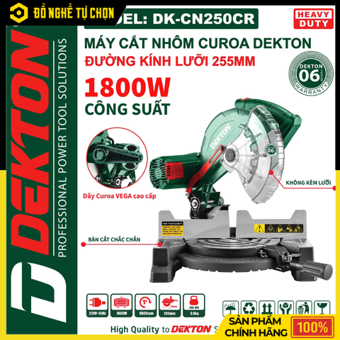 Máy Cắt Nhôm Dây Curoa 255mm Dekton DK-CN250CR – 1800W – Truyền Động Êm – Hàng Chính Hãng Có VAT