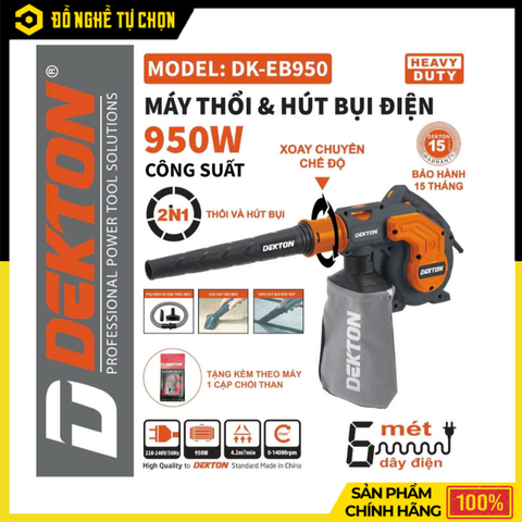 Máy Thổi Hút Bụi Dekton 950W DK-EB950 – Làm Sạch Nhanh, Đa Năng Hiệu Quả | Hàng Chính Hãng, Có VAT