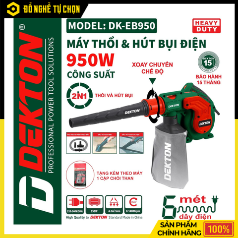 Máy Thổi Hút Bụi Dekton 950W DK-EB950 – Làm Sạch Nhanh, Đa Năng Hiệu Quả | Hàng Chính Hãng, Có VAT