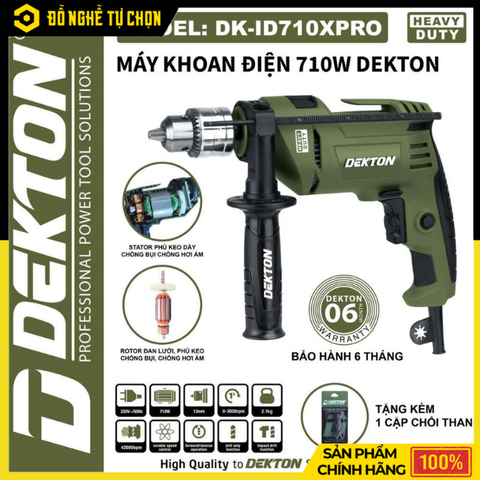Máy Khoan Điện 710W Dekton DK-ID710XPRO – Khoan Gỗ, Thép, Tường Đa Năng | Hàng Chính Hãng, Có VAT