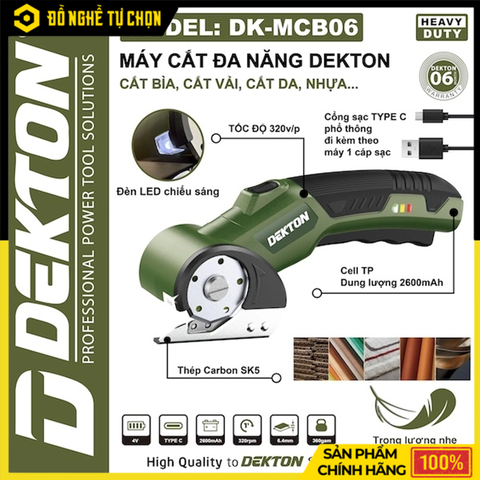 Máy Cắt Bìa Dekton DK-MCB06 - Olive – Pin 4V – Cắt Giấy, Da, Vải, Nhựa – Nhỏ Gọn, Tiện Lợi – Hàng Chính Hãng Có VAT