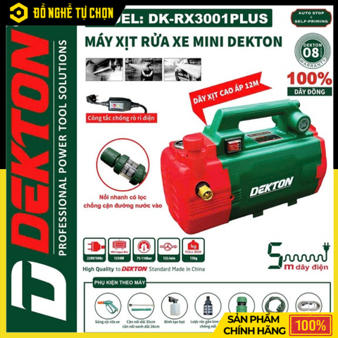 MÁY XỊT RỬA XE MINI DK-RX3001PLUS 1350W – MẠNH MẼ, AN TOÀN, TIỆN DỤNG | Hàng Chính Hãng, Có VAT
