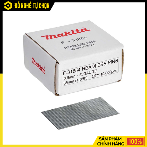 Đinh Thẳng Makita F-31854 Inox Không Gỉ 35mm, Bắn Chính Xác, Độ Bền Cao Cho Thi Công Nội Thất | Hàng Chính Hãng, Có VAT