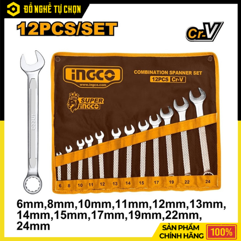 Bộ 12 Cờ Lê Vòng Miệng Ingco HKSPA1142 – Đa Dạng Kích Thước, Bền Bỉ Theo Thời Gian | Hàng Chính Hãng, Có VAT