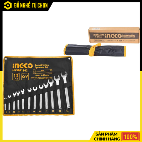 Bộ 12 Cờ Lê Vòng Miệng Ingco HKSPA1142 – Đa Dạng Kích Thước, Bền Bỉ Theo Thời Gian | Hàng Chính Hãng, Có VAT