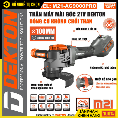 [THÂN] Máy Mài Pin 5 Tốc Độ DEKTON M21-AG9000PRO – Mạnh Mẽ, Linh Hoạt, Điều Chỉnh Tốc Độ Dễ Dàng | Hàng Chính Hãng, Có VAT