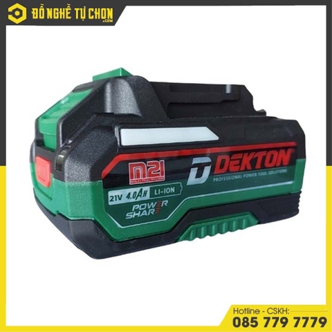 Bộ pin sạc bằng Ion Liti (ắc quy) hiệu DEKTON; Model: M21-B4000PLUS, 21V, 4000mAh