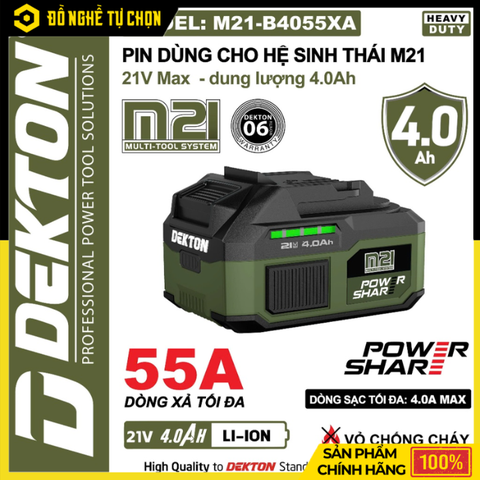 Pin Dekton M21-B4055XA 21V 4.0Ah Dòng Xả Cao | Hàng Chính Hãng, Có VAT