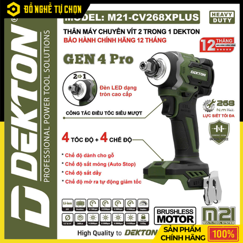 [Thân] Máy Chuyên Vít Pin Dekton Zen 4 M21-CV268XPLUS 268Nm Brushless | Hàng Chính Hãng, Có VAT