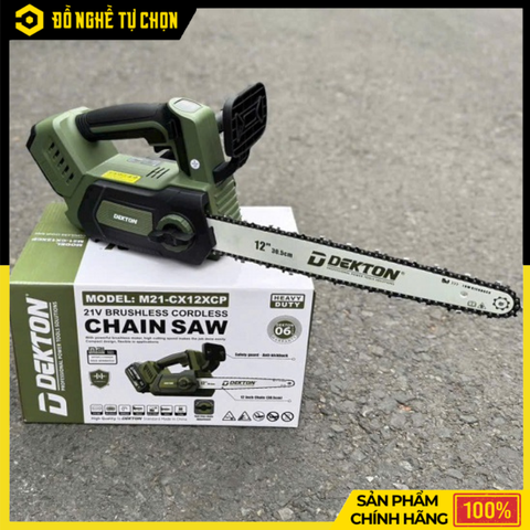 Máy Cưa Xích Pin 21V Dekton M21-CX12XCP 12 Inch Không Chổi Than | Hàng Chính Hãng, Có VAT