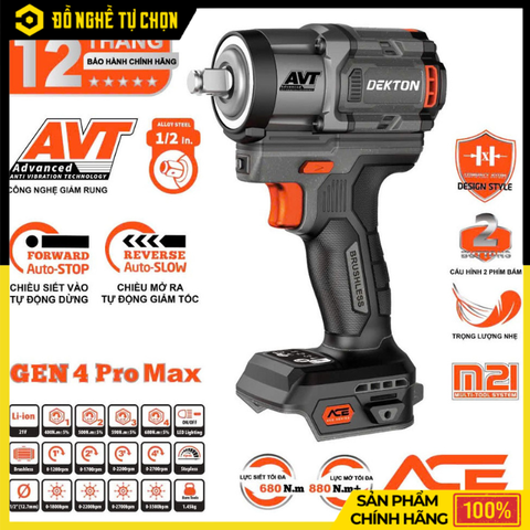 [THÂN] Máy Siết Bu Lông Dùng Pin DEKTON M21-IW680PROMAX – Không Chổi Than – Lực Siết 680Nm – Hàng Chính Hãng Có VAT