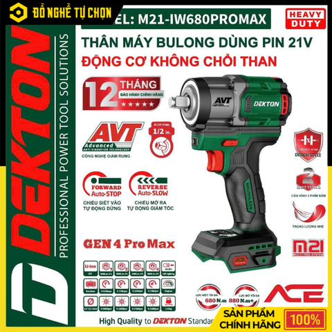 [THÂN] Máy Siết Bu Lông Dùng Pin DEKTON M21-IW680PROMAX – Không Chổi Than – Lực Siết 680Nm – Hàng Chính Hãng Có VAT
