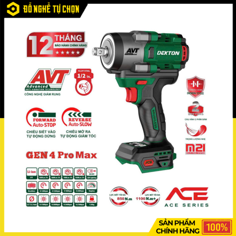 [Thân] Máy Vặn Bu Lông Dùng Pin 21V Dekton M21-IW850PROMAX – Lực Siết Mạnh, Hiệu Suất Cao Cho Công Việc Chuyên Nghiệp | Hàng Chính Hãng, Có VAT