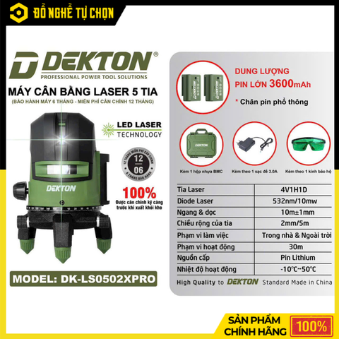 Máy Cân Chỉnh Laser 5 Tia DK-LS0502XPRO – Độ Chính Xác Cao, Phụ Kiện Đầy Đủ, Hàng Chính Hãng, Có VAT