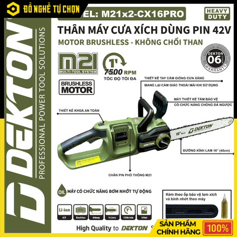 [THÂN] Máy Cưa Xích Pin 21V Dekton 16