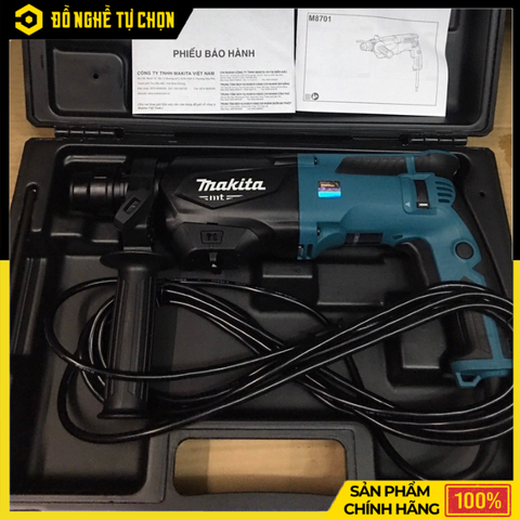 Máy Khoan Bê Tông Makita M8701B 800W SDS-Plus 3 Chức Năng – Khoan Nhanh, Đục Mạnh, Bền Bỉ Cho Công Trình | Hàng Chính Hãng, Có VAT