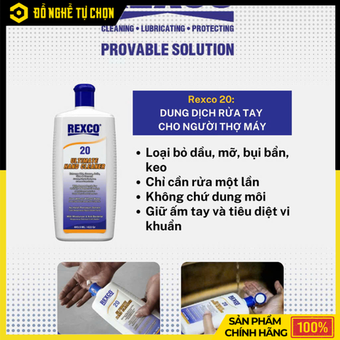 Xà Phòng Rửa Tay REXCO 20 – Chai 443.5ml – Sạch Nhanh, Dịu Nhẹ, Kháng Khuẩn – Hàng Chính Hãng Có VAT