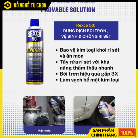 Dầu Đa Năng REXCO 50 – Chống Rỉ Sét, Bôi Trơn, Làm Sạch – 350ml – Hàng Chính Hãng Có VAT