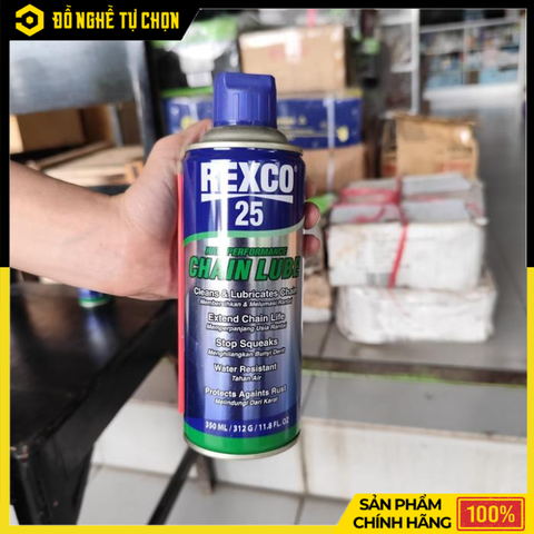 Chai Xịt Bôi Trơn Xích Rexco 25 Hiệu Suất Cao – Bảo Vệ Xích Tối Ưu, Chống Mài Mòn Vượt Trội | Hàng Chính Hãng, Có VAT