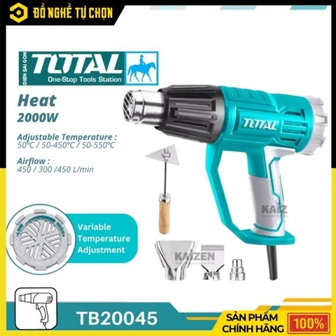 Máy Thổi Hơi Nóng 2000W Total TB20045 – Gia Nhiệt Mạnh, Điều Chỉnh Linh Hoạt  | Hàng Chính Hãng, Có VAT