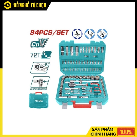 Bộ 94 đầu tuýp  1/4 inch &1/2 inch hiệu Total THT421942