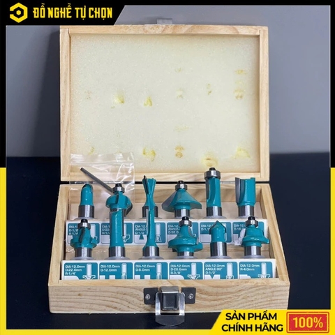 Bộ Mũi Phay TOTAL TACSR2121 – 12 Chi Tiết – Cốt 12mm – Đựng Hộp Gỗ – Chính Hãng Có VAT