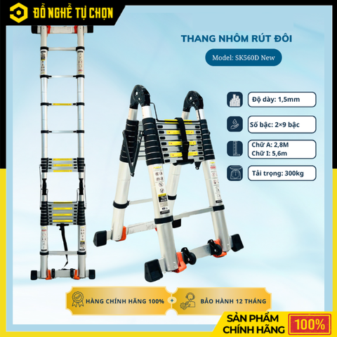 Thang Rút Nhôm Đôi Sumika SK560D NEW 2m8 – Đa Năng, Chắc Chắn, Linh Hoạt Cho Mọi Công Việc | Hàng Chính Hãng, Có VAT