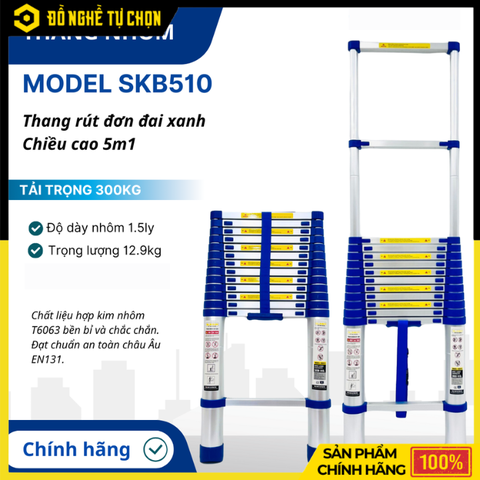 Thang Nhôm Rút Gọn Sumika SKB510 Đai Xanh 5.1m | Hàng Chính Hãng, Có VAT